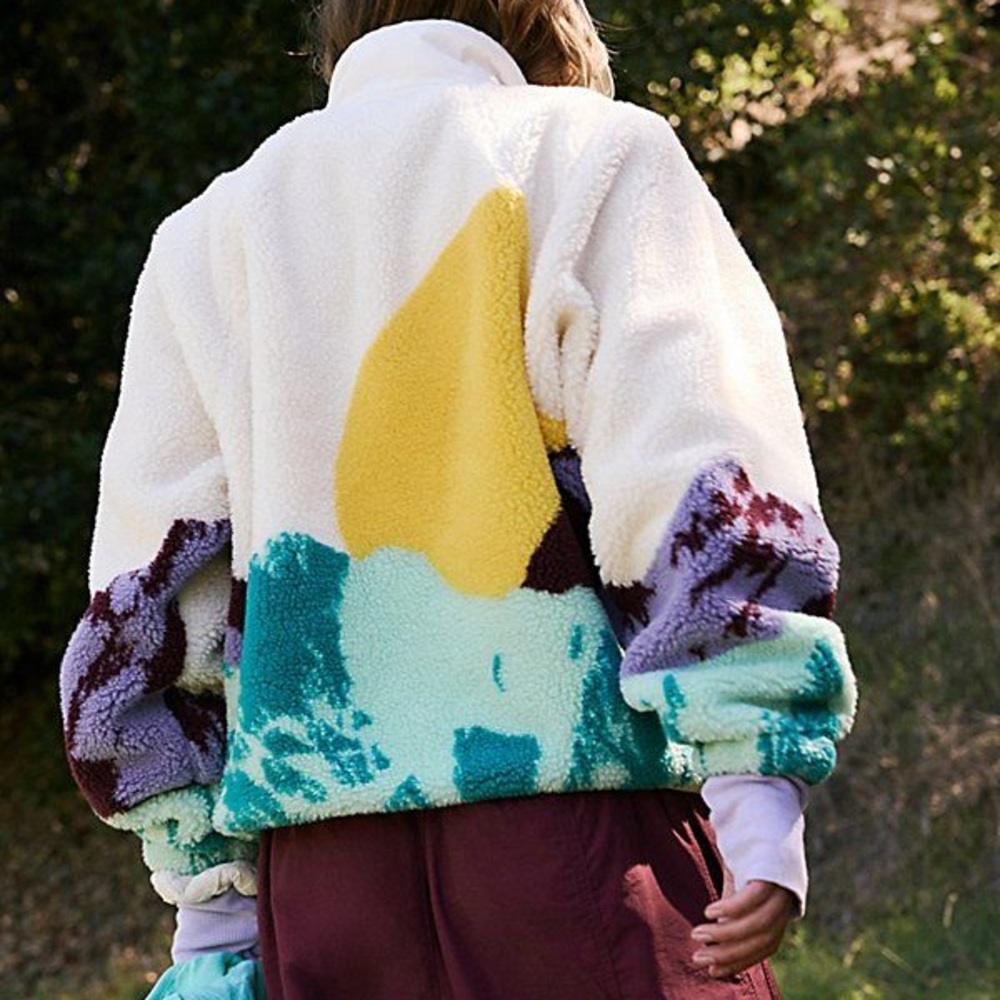 Free people Hit The Slopes Printed Fleece Jacket sunrise summit